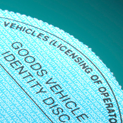 Goods vehicle operator licence identity disc